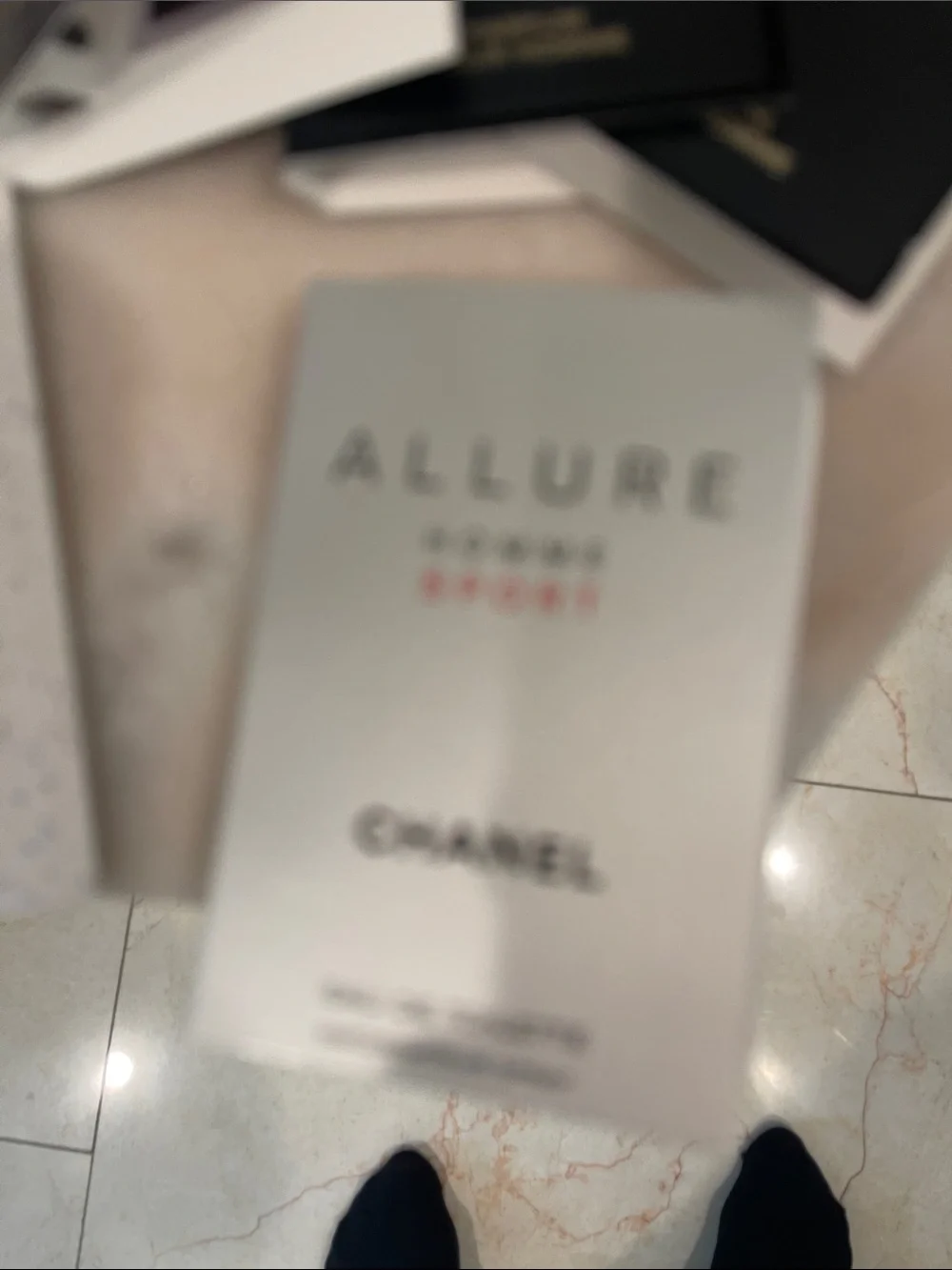 CHANEL Men’s White Gift Packaging with Leather Black Card Holder
